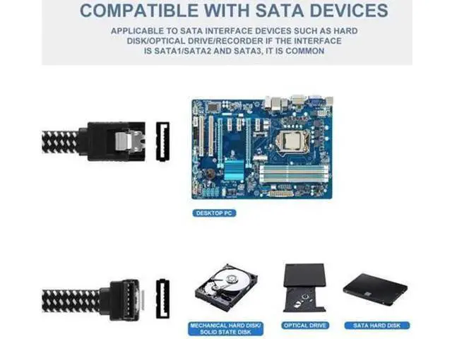 Alt view image 2 of 6 - Aomoproing SATA III Cable,Nylon Braided SATA Cable III 6Gbps Straight HDD SDD Data Cable with Locking Latch 18 Inch Compatible for SATA HDD, SSD, CD Driver, CD Writer (3 Packs Black +3 Packs Blue)