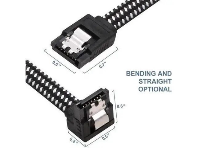 Alt view image 6 of 6 - Aomoproing SATA III Cable,Nylon Braided SATA Cable III 6Gbps Straight HDD SDD Data Cable with Locking Latch 18 Inch Compatible for SATA HDD, SSD, CD Driver, CD Writer (3 Packs Black +3 Packs Blue)