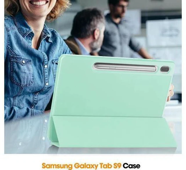 Alt view image 6 of 7 - Protective Case for Samsung Galaxy Tab S9 11 inch 2023, SM-X710 SM-X716B SM-X718U, Smart Stand Cover Hard Shell with Pencil Holder, Stylus Pen Mint Green
