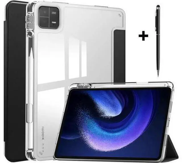 Main image of Protective Case for Xiaomi Mi Pad 6 / 6 Pro 11 Inch 2023 with S Pen Holder, Universal Stylus Pen,Transparent Hard Shell Back Trifold Smart Stand Cover