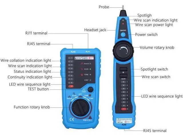 Alt view image 4 of 7 - Aomoproing 1PCS RJ11 RJ45 Cat5 Cat6 Telephone Wire Tracker Tracer Toner Ethernet LAN Network Cable Tester Detector Line Finder