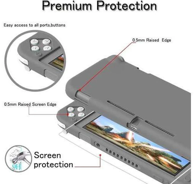 Alt view image 6 of 7 - Silicone Case for Nintendo Switch Lite Soft Cover for Nintendo Switch Lite with Tempered Glass Screen Protector