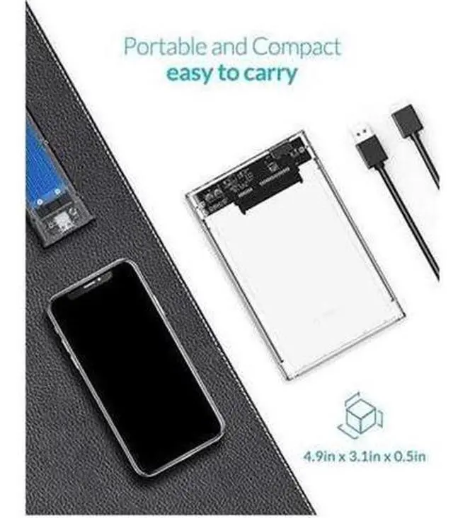Main image of Aomoproing USB 3 External Hard Drive Enclosure USB30 to SATA Portable Clear Hard Disk Case for 25 inch 7mm 95mm SATA HDD SSD Support UASP SATA III Max 4TB ToolFree Design Clear