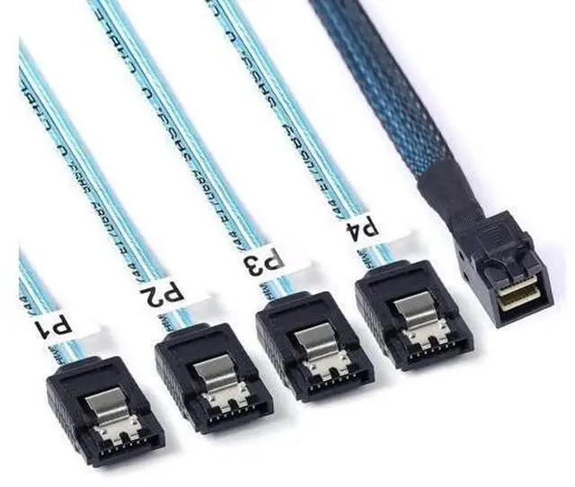 Main image of Aomoproing 2Pack Mini SAS to SATA Cable: 0.5M SFF-8643 to SATA Forward Breakout Mini SAS HD SFF 8643 Controller to Hard Drive Cable (1.6FT)