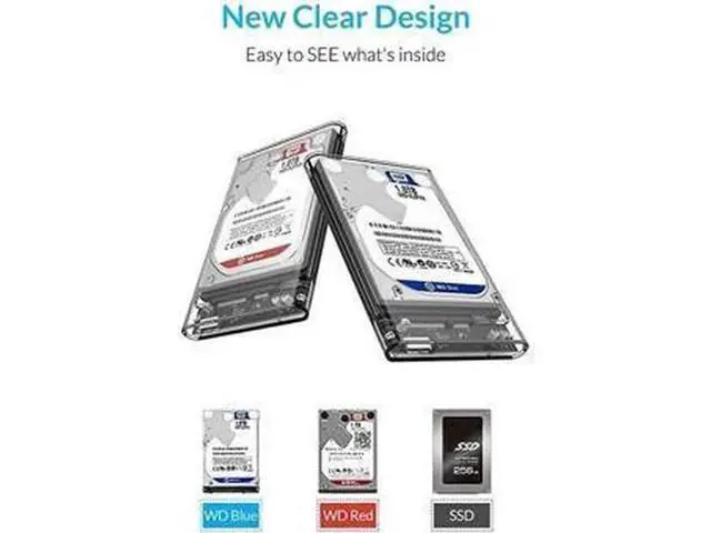 Alt view image 5 of 6 - Aomoproing USB 3 External Hard Drive Enclosure USB30 to SATA Portable Clear Hard Disk Case for 25 inch 7mm 95mm SATA HDD SSD Support UASP SATA III Max 4TB ToolFree Design Clear