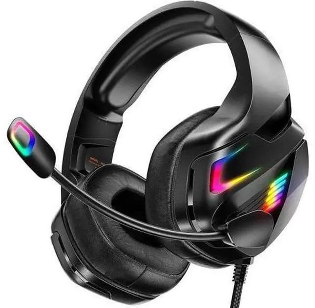 Main image of Wired Gaming Headset for PS5, PS4, PC, Stereo Surround Sound Gaming Headphones with Noise Cancelling Microphone, Over-Ear Gamer Headset with 4 Mode RGB Light for Laptop Mac Switch XboxOne (Black)