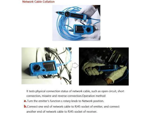 Alt view image 5 of 6 - Aomoproing 1PCS RJ11 RJ45 Cat5 Cat6 Telephone Wire Tracker Tracer Toner Ethernet LAN Network Cable Tester Detector Line Finder