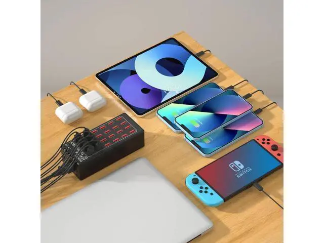 Alt view image 4 of 7 - USB Charging Station, 24 Port 100W (20A) Multiport USB Charger Station with Intelligent Detection for Smartphones,Tablets and More, Suitable for School Hotel Mall Shop Travel