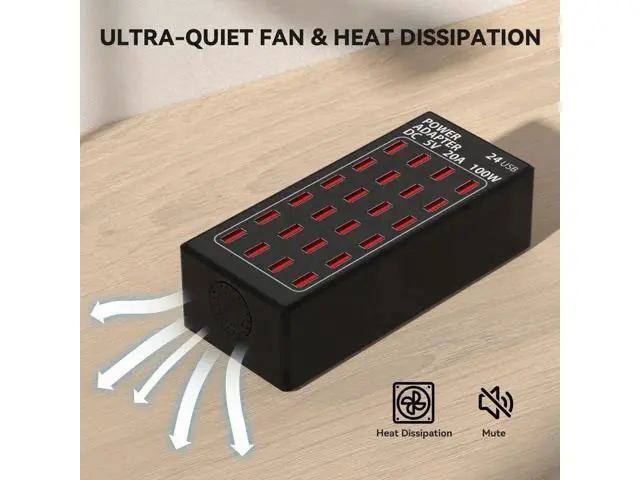 Alt view image 7 of 7 - USB Charging Station, 24 Port 100W (20A) Multiport USB Charger Station with Intelligent Detection for Smartphones,Tablets and More, Suitable for School Hotel Mall Shop Travel