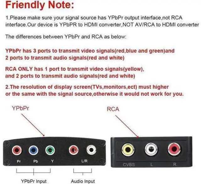 Alt view image 7 of 7 - Converter Adapter Werleo 5RCA Component RGB YPbPr to HDMI Converter v1.3 HDCP 1080P Video Audio Converter Adapter for DVD PSP Xbox 360 to New HDTV Monitor