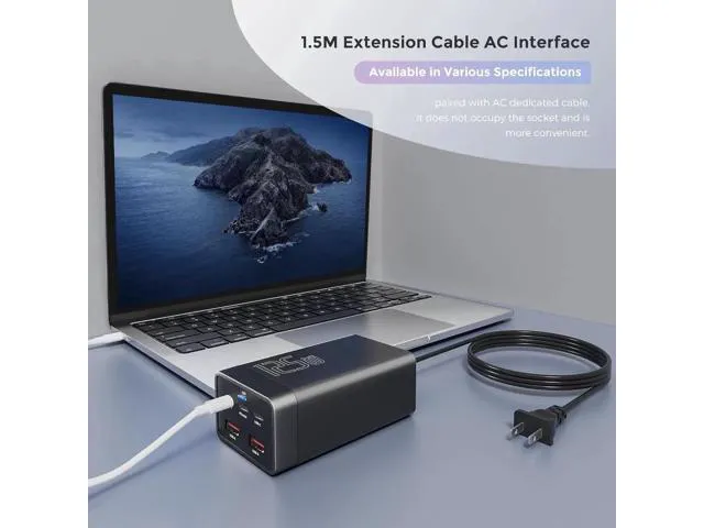 Alt view image 2 of 14 - 125W GaN 5-Port USB Charger, USB Fast Charging Station, Multi Ports USB Charging Hub with LED Display, Compatible with i-Phone15/14/Pro/13/12,Ga-laxy S23/S22/S21, Note 20 Ultra, L-G, H-T-C, and More