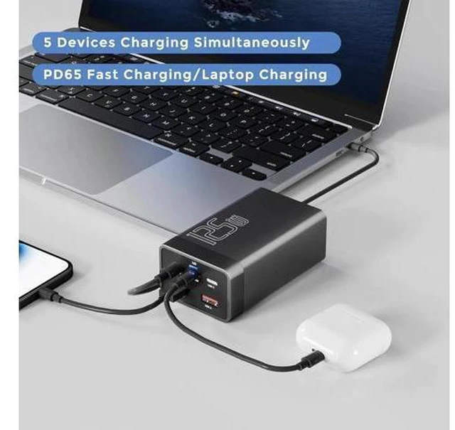 Alt view image 4 of 14 - 125W GaN 5-Port USB Charger, USB Fast Charging Station, Multi Ports USB Charging Hub with LED Display, Compatible with i-Phone15/14/Pro/13/12,Ga-laxy S23/S22/S21, Note 20 Ultra, L-G, H-T-C, and More
