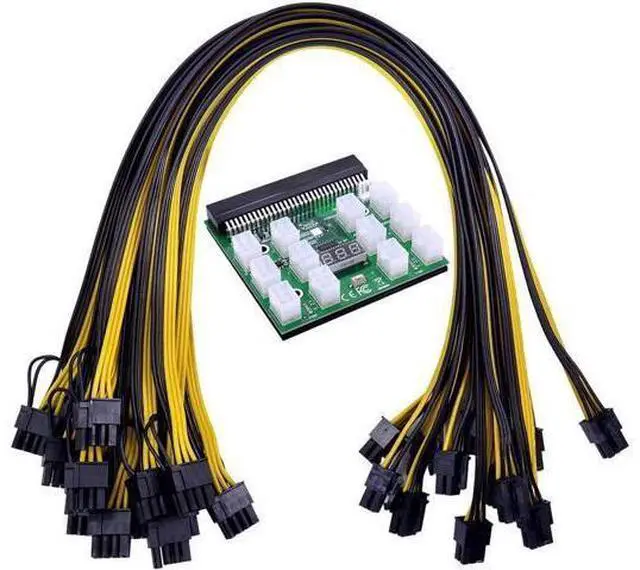 Main image of Power Module Breakout Board Kits with 12pcs 6Pin to 6+2 8Pin Power Cable for HP 1200W 750W PSU GPU Mining Ethereum