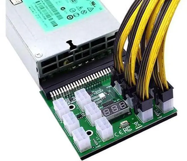 Alt view image 6 of 7 - Power Module Breakout Board Kits with 12pcs 6Pin to 6+2 8Pin Power Cable for HP 1200W 750W PSU GPU Mining Ethereum
