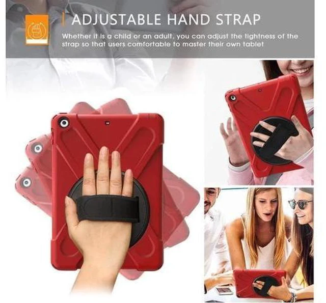 Alt view image 3 of 14 - iPad Air 1st Genearton Case for Kids 2013 | iPad Air First Generation Case Rugged Shockproof | Three Layer Durable Case with Stand Hand Shoulder Strap for iPad Air 1 A1474 A1475 A1476 Red