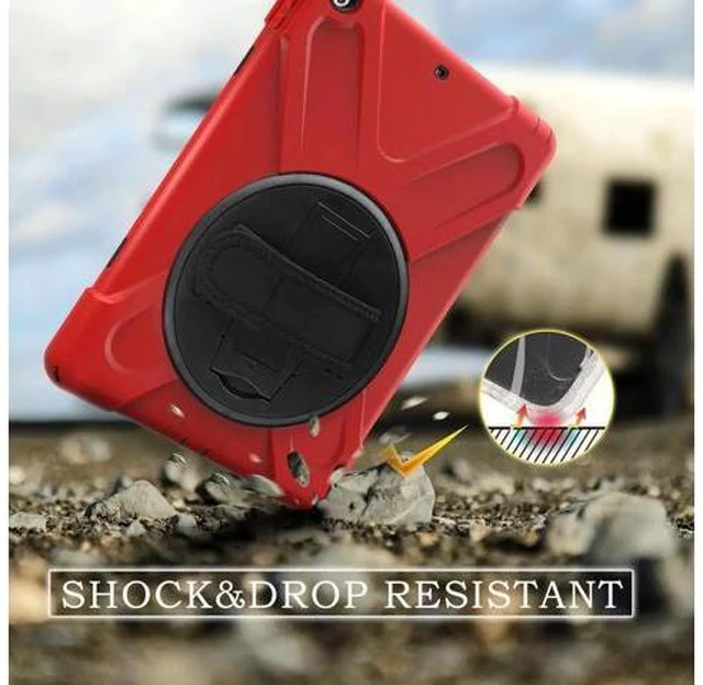 Alt view image 6 of 14 - iPad Air 1st Genearton Case for Kids 2013 | iPad Air First Generation Case Rugged Shockproof | Three Layer Durable Case with Stand Hand Shoulder Strap for iPad Air 1 A1474 A1475 A1476 Red