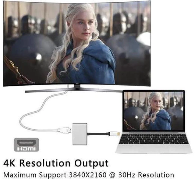 Alt view image 2 of 7 - Werleo USB C to HDMI 4K VGA Adapter USB 3.1 Type C to VGA HDMI UHD Video Converter Adaptor for 2018 iPad Pro / MacBook Pro / Chromebook / Lenovo 900 / Dell XPS / Samsung Galaxy S8 S9 No Driver