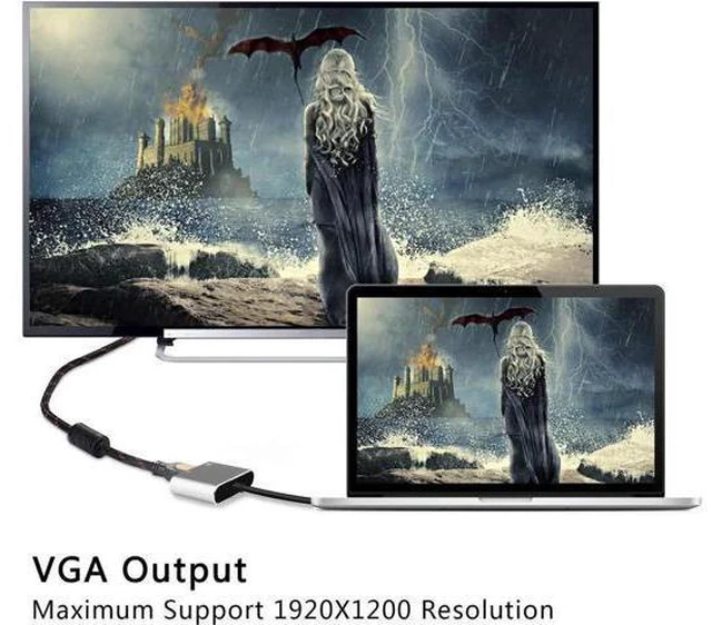 Alt view image 7 of 7 - Werleo USB C to HDMI 4K VGA Adapter USB 3.1 Type C to VGA HDMI UHD Video Converter Adaptor for 2018 iPad Pro / MacBook Pro / Chromebook / Lenovo 900 / Dell XPS / Samsung Galaxy S8 S9 No Driver
