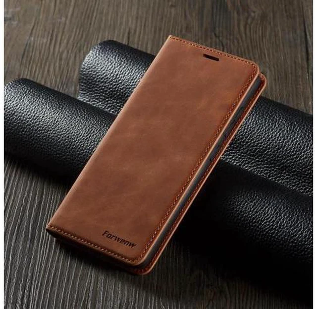 Alt view image 3 of 7 - Samsung Galaxy A51 5G Case, Premium PU Leather Cover TPU Bumper with Card Holder Kickstand Hidden Magnetic Shockproof Flip Wallet Case for Samsung Galaxy A51 6.5 inch Phone 5G Version Brown