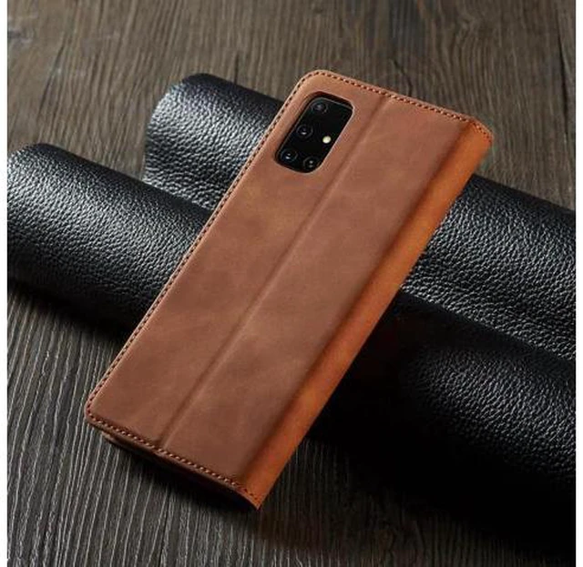 Alt view image 6 of 7 - Samsung Galaxy A51 5G Case, Premium PU Leather Cover TPU Bumper with Card Holder Kickstand Hidden Magnetic Shockproof Flip Wallet Case for Samsung Galaxy A51 6.5 inch Phone 5G Version Brown