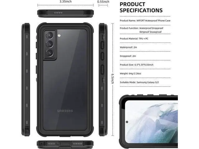 Alt view image 6 of 7 - Compatible with Samsung Galaxy S21 5G 6.2 inch Case with Screen Protector,IP68 Waterproof Shockproof Full Body Heavy Duty Protective Cover