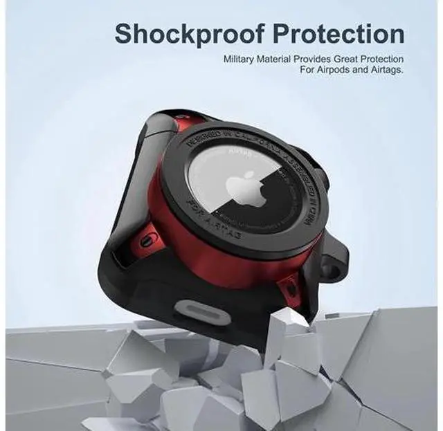 Alt view image 3 of 6 - Compatible Airpods 3 Case and AirTags Case Cover, 2 in 1 Rugged Protective Airpods 3rd Generation Case for Men Women with Keychain Shockproof Skin for Airpods 3 Gen and Airtags Red