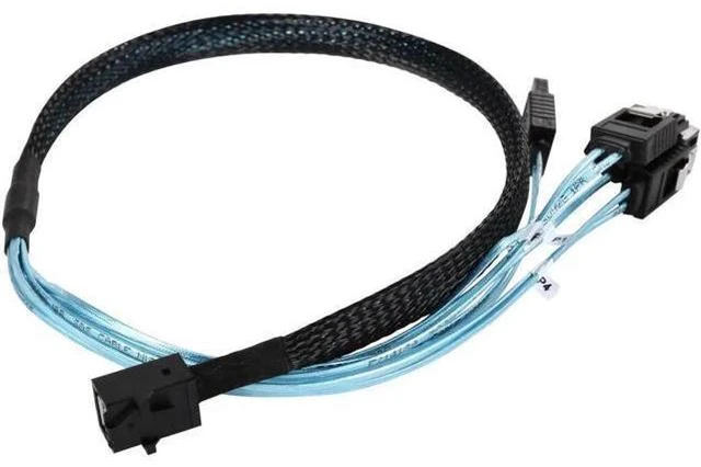 Alt view image 2 of 2 - Aomoproing GPU Server 12G Data Cable for RM-4U8G1043 0.5M Mini SAS SFF8643 to 4 x SATA Internal Reverse Breakout Cable (CABLE-MS86434SRB20)