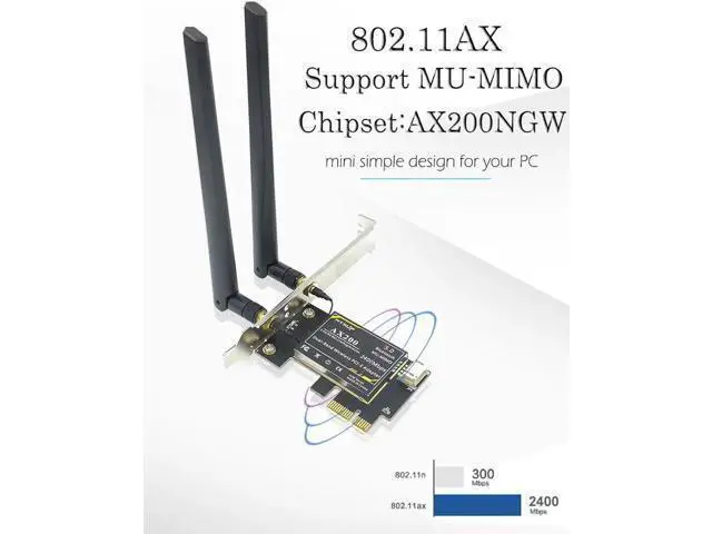 Alt view image 4 of 7 - ax200 Bluetooth 5.0 dual band 2.4Gps 6th generation ax technology MU-MIMO Desktop PCIE 1X wifi card for Intel AX200NGW