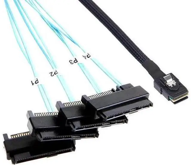 Main image of Aomoproing Mini-SAS a SAS-Cable: 0.5 M Mini-SAS interno SFF-8087 a SFF-8482 4X SAS 29 pines con cable adaptador SATA-Power (1.6 ft) 3.3 Feet