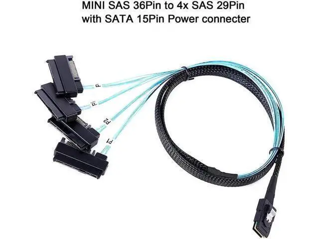 Alt view image 3 of 6 - Aomoproing Mini-SAS a SAS-Cable: 0.5 M Mini-SAS interno SFF-8087 a SFF-8482 4X SAS 29 pines con cable adaptador SATA-Power (1.6 ft) 3.3 Feet