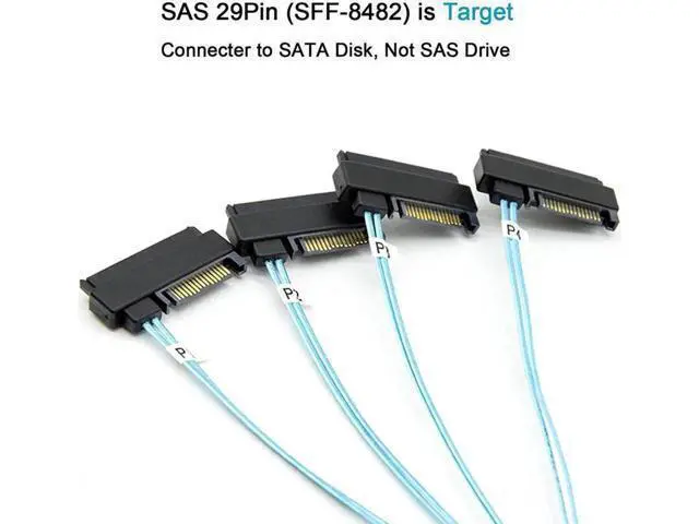 Alt view image 6 of 6 - Aomoproing Mini-SAS a SAS-Cable: 0.5 M Mini-SAS interno SFF-8087 a SFF-8482 4X SAS 29 pines con cable adaptador SATA-Power (1.6 ft) 3.3 Feet