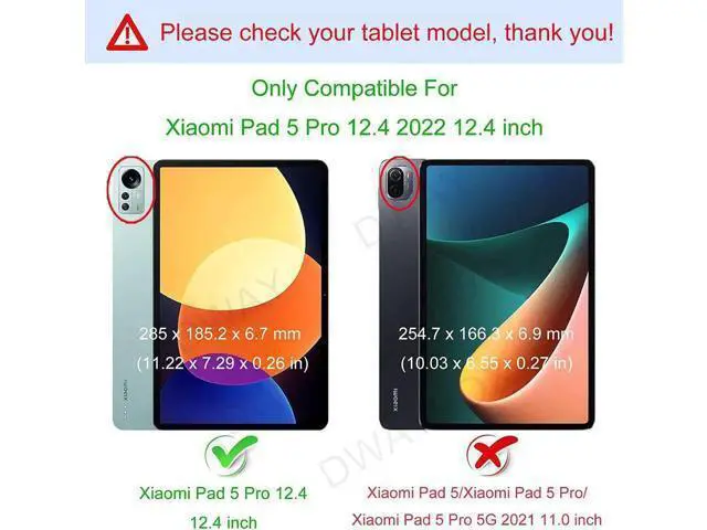 Alt view image 2 of 7 - Case for Xiaomi Pad 5 Pro 12.4 inch 2022, Tri fold Slim Lightweight Hard Shell Smart Protective Cover with Multi-Angle Stand, Universal Stylus Pen