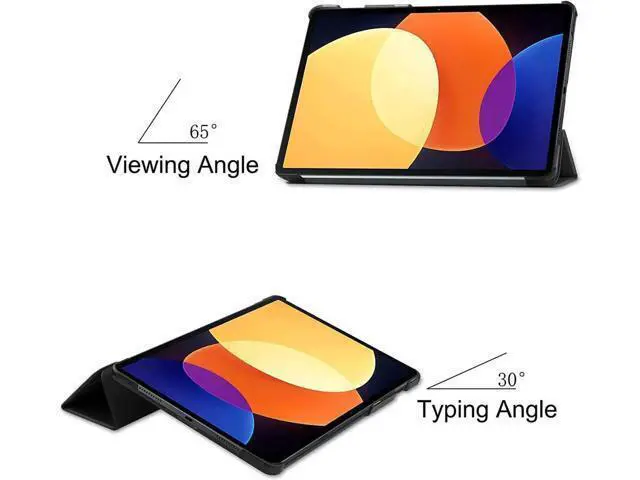 Alt view image 6 of 7 - Case for Xiaomi Pad 5 Pro 12.4 inch 2022, Tri fold Slim Lightweight Hard Shell Smart Protective Cover with Multi-Angle Stand, Universal Stylus Pen