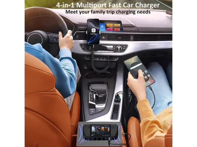 Alt view image 6 of 7 - 3 Pack USB C Car Charger, 4-Port 65W Dual 12V USB-A & USBC Cigarette Lighter Adapter Plug with Voltmeter PD/QC 3.0 Fast Charging Car Phone Charger for iPhone 16e 15 14 13 12 11 Pro Max, Android