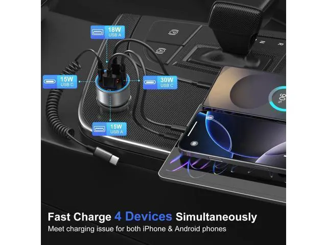 Alt view image 4 of 14 - USB C Car Charger with Voltage Display, 3 Pack 65W Super Fast Charging Car Phone Charger Dual USB-A & USBC Cargador Carro Cigarette Lighter Adapter Volt Meter for iPhone,Samsung,Tablet,Android