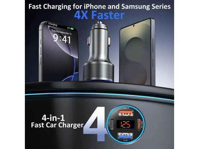 Alt view image 7 of 14 - USB C Car Charger with Voltage Display, 3 Pack 65W Super Fast Charging Car Phone Charger Dual USB-A & USBC Cargador Carro Cigarette Lighter Adapter Volt Meter for iPhone,Samsung,Tablet,Android