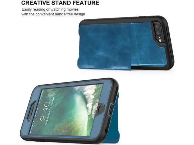 Alt view image 2 of 7 - iPhone 6 7 8 Plus Case Werleo Full-Body Heavy Duty Protection Case with a Dual Layer Wallet designlot & Kickstand for iPhone 6 7 8 Plus 5.5 inch PC TPU and PU Leather 3 Layer Hybrid Case Blue