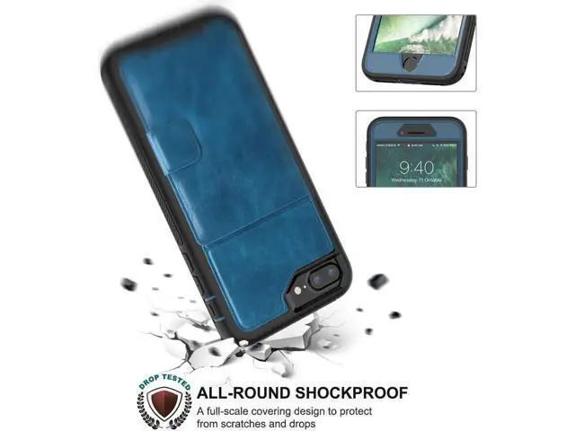 Alt view image 3 of 7 - iPhone 6 7 8 Plus Case Werleo Full-Body Heavy Duty Protection Case with a Dual Layer Wallet designlot & Kickstand for iPhone 6 7 8 Plus 5.5 inch PC TPU and PU Leather 3 Layer Hybrid Case Blue