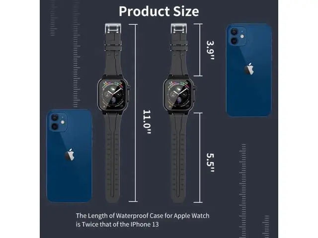 Alt view image 6 of 7 - Compatible with Apple Watch Series 8 / Series 7 41mm Waterproof Case, Full Body Protective Cover with Screen Protector and Band For iWatch S8 S7 41mm