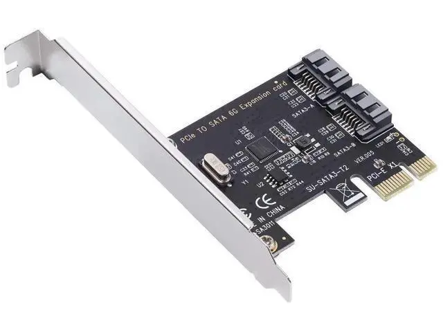 Alt view image 3 of 7 - Aomoproing PCI Express 3.0 (2-Port) Controller Card, PCIe to SATA III 6Gb/s Converter, Supports SSD and HDD, Includes Bracket and 2 SATA Cables