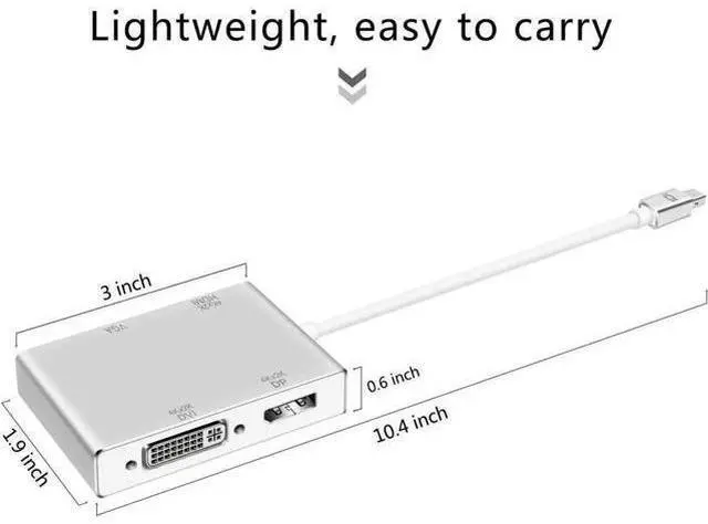 Alt view image 5 of 7 - Werleo 4-in-1 Mini Display Port to VGA HDMI DVI DP Adapter 4K Mini DP Thunderbolt 4-in-1 Adapter Converter for MacBook Air MacBook Pro Microsoft Surface Pro 2 3