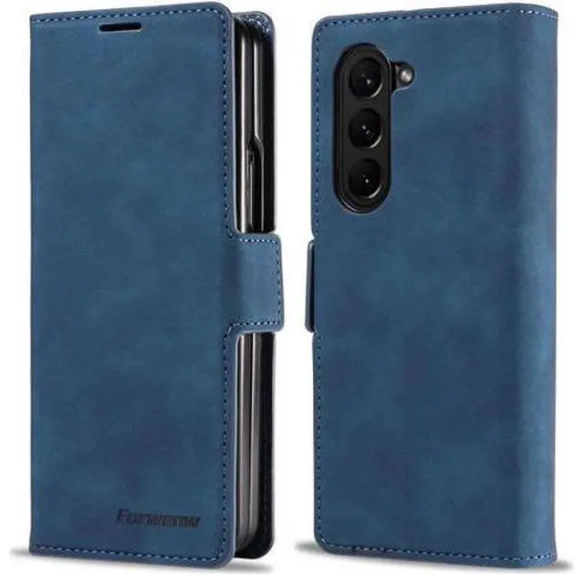 Main image of For Samsung Galaxy Galaxy Z Fold 5 Case, Premium PU Leather Cover TPU Bumper with Card Holder Kickstand Hidden Magnetic Shockproof Flip Wallet Case for Galaxy Z Fold 5 5G 2023 Released Blue