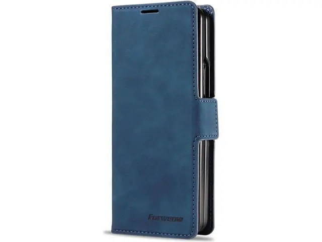 Alt view image 2 of 7 - For Samsung Galaxy Galaxy Z Fold 5 Case, Premium PU Leather Cover TPU Bumper with Card Holder Kickstand Hidden Magnetic Shockproof Flip Wallet Case for Galaxy Z Fold 5 5G 2023 Released Blue