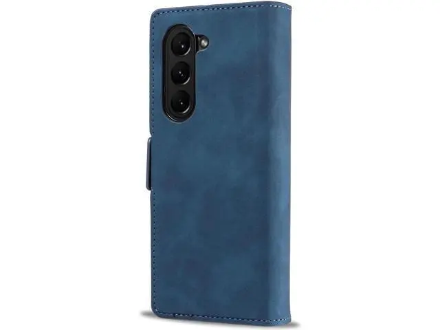 Alt view image 7 of 7 - For Samsung Galaxy Galaxy Z Fold 5 Case, Premium PU Leather Cover TPU Bumper with Card Holder Kickstand Hidden Magnetic Shockproof Flip Wallet Case for Galaxy Z Fold 5 5G 2023 Released Blue