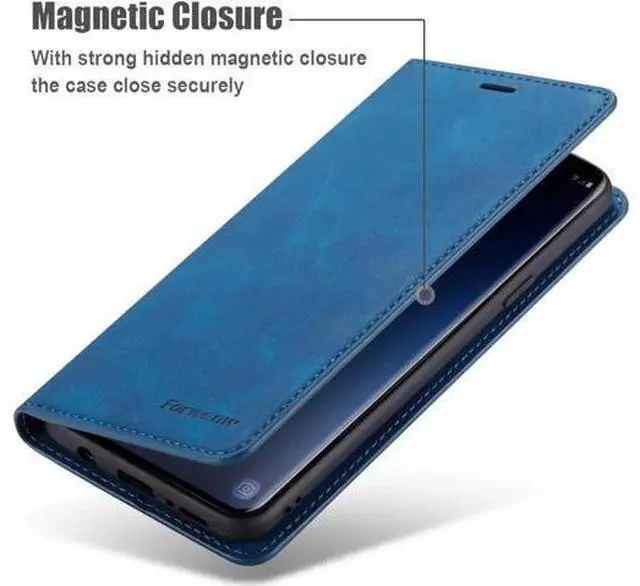 Alt view image 2 of 7 - Case for Samsung Galaxy S20 Plus / S20+ Case Premium PU Leather Cover TPU Bumper with Card Holder Kickstand Hidden Magnetic Adsorption Shockproof Flip Wallet Cover for Galaxy S20 Plus Blue