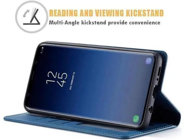 Alt view image 3 of 7 - Case for Samsung Galaxy S20 Plus / S20+ Case Premium PU Leather Cover TPU Bumper with Card Holder Kickstand Hidden Magnetic Adsorption Shockproof Flip Wallet Cover for Galaxy S20 Plus Blue