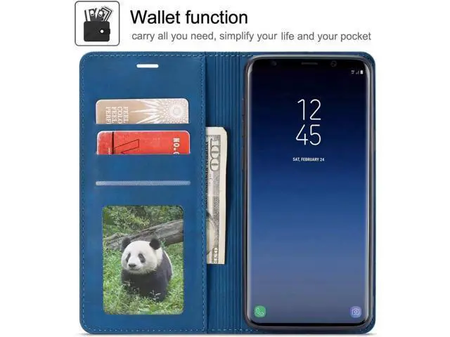 Alt view image 6 of 7 - Case for Samsung Galaxy S20 Plus / S20+ Case Premium PU Leather Cover TPU Bumper with Card Holder Kickstand Hidden Magnetic Adsorption Shockproof Flip Wallet Cover for Galaxy S20 Plus Blue