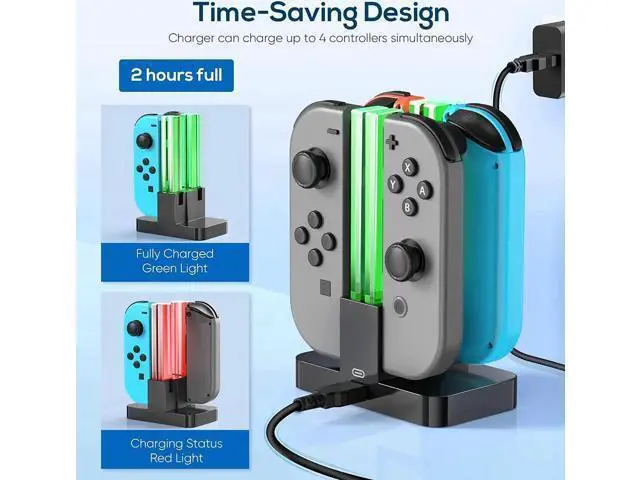 Alt view image 3 of 7 - Charging Dock Replacement for Switch & Charger for Switch OLED Joy Con, Charging Station for Switch with a USB Type-C Charging Cord- Black