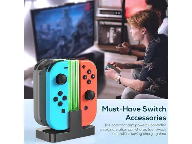 Alt view image 4 of 7 - Charging Dock Replacement for Switch & Charger for Switch OLED Joy Con, Charging Station for Switch with a USB Type-C Charging Cord- Black
