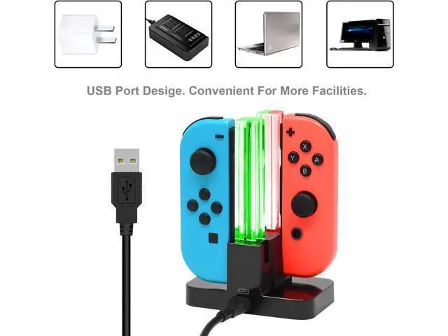 Alt view image 5 of 7 - Charging Dock Replacement for Switch & Charger for Switch OLED Joy Con, Charging Station for Switch with a USB Type-C Charging Cord- Black